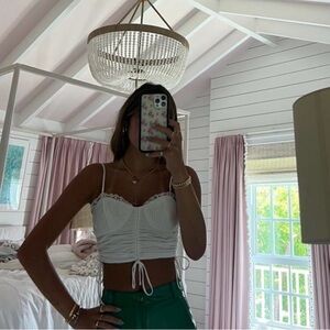 White Lace Trim Crop Top